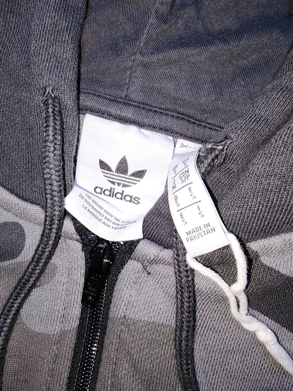 adidas Gray Camo Zip-Up Hoodie with Trefoil Tag